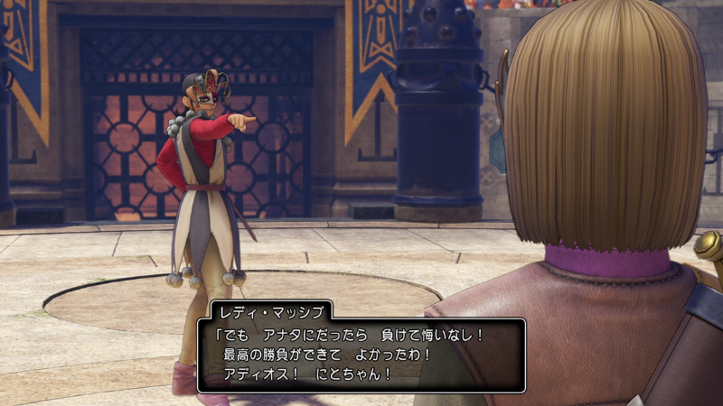 レディ・マッシブ「でも、アナタにだったら負けて悔いなし！
最高の勝負ができてよかったわ！
アディオス！　にとちゃん！」