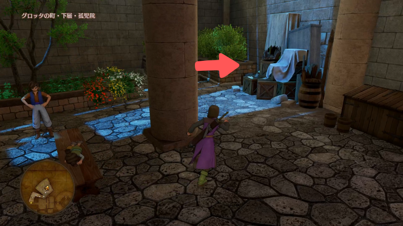 事件前の孤児院地下庭の様子