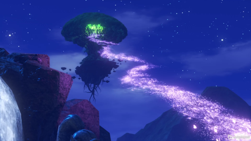 蝶が大樹へと向かっていく ユグノア王家に伝わる鎮魂の儀式