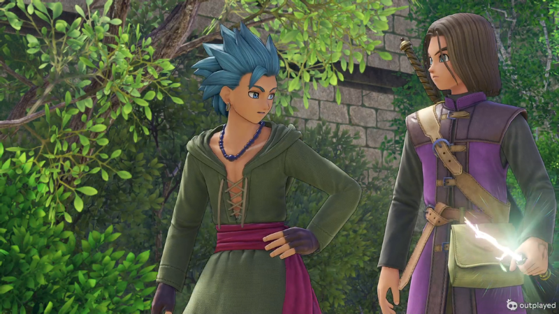 光出す虹色の枝に気付いて、驚くカミュ